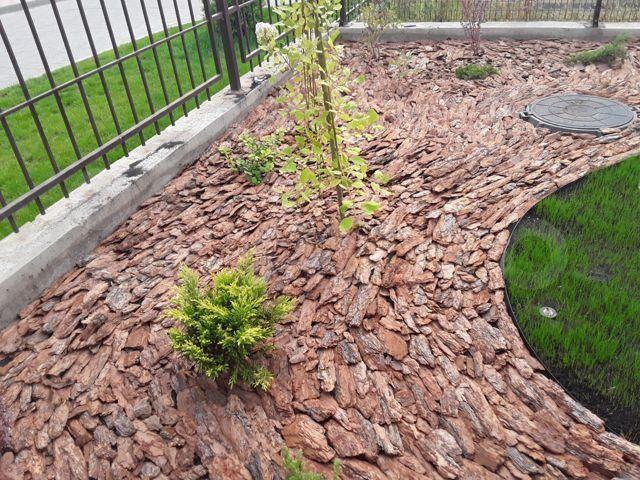 Pine bark blocks and tiles for gardening